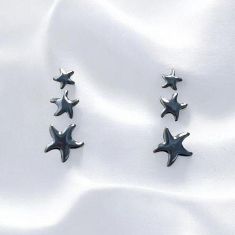 Trio Brincos Estrela Aço Inox