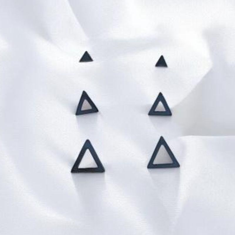 Trio Brincos Triangulos Aço Inox