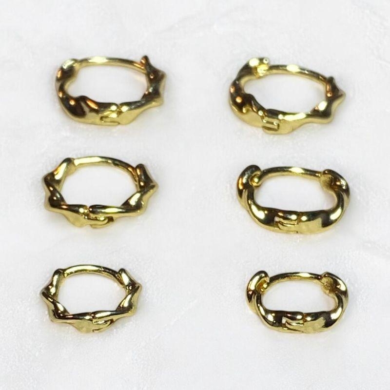 Trio de Brincos Argolinhas Torcidas