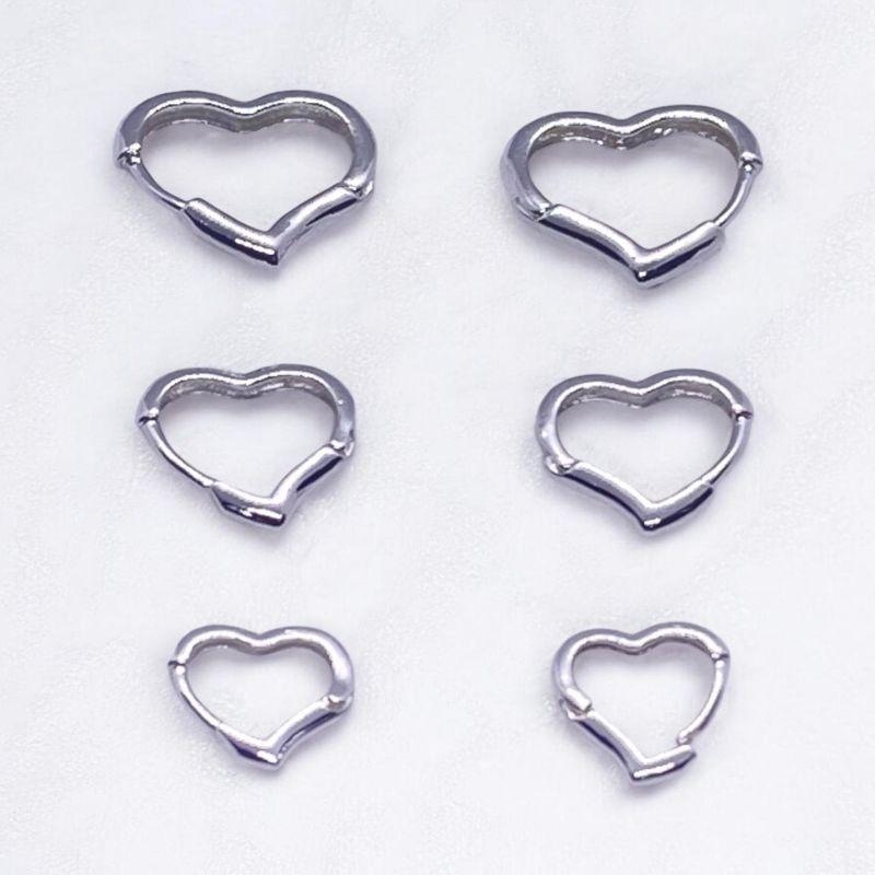 Trio de Brincos Corações Prata