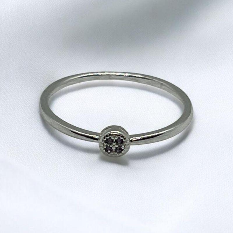 Anel 4 Zircônias Redondo Revestidas