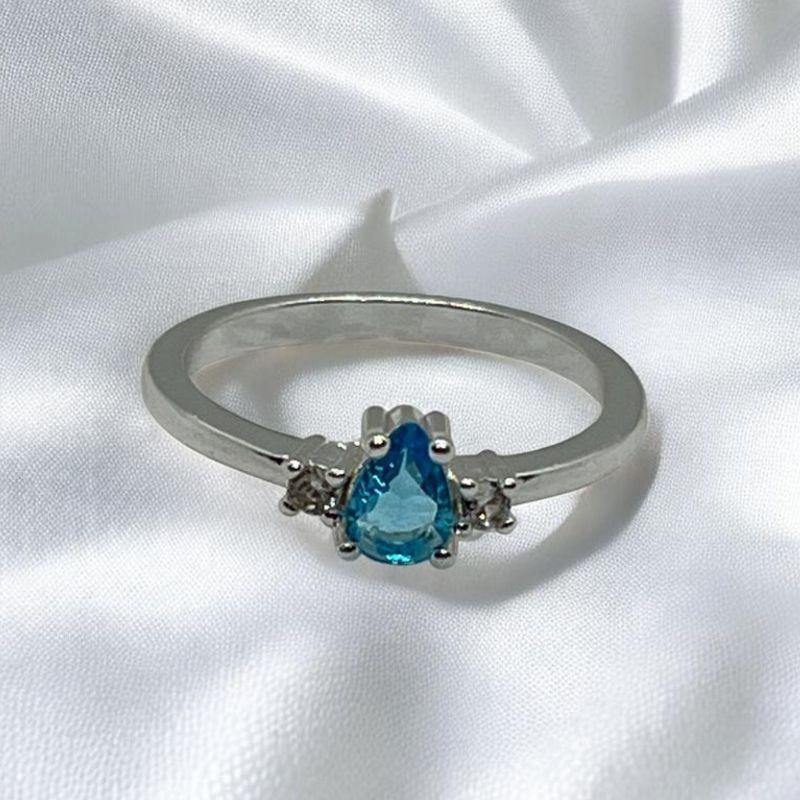 Anel Brilhantes Gota Aqua