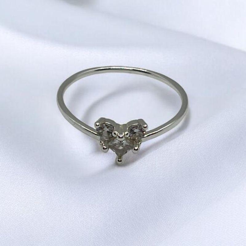 Anel Coração 3 Brilhantes