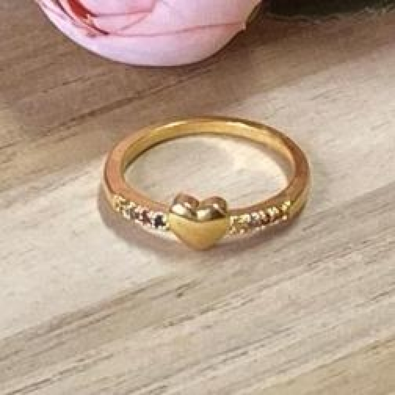 Anel Coração Liso Centro Aro Color