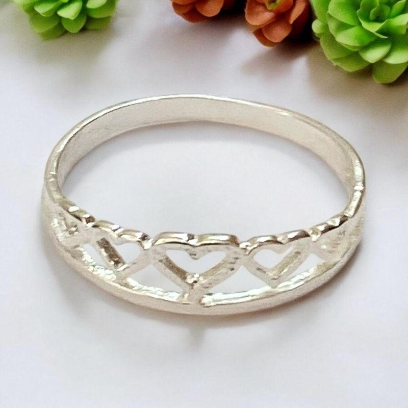 Anel Corações Prata
