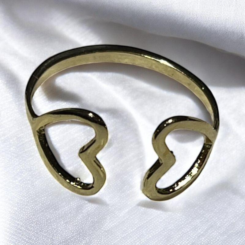 Anel Duplo Coração Aberto