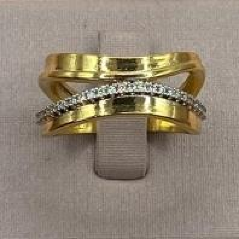 Anel Estilizado Fila Cravejada