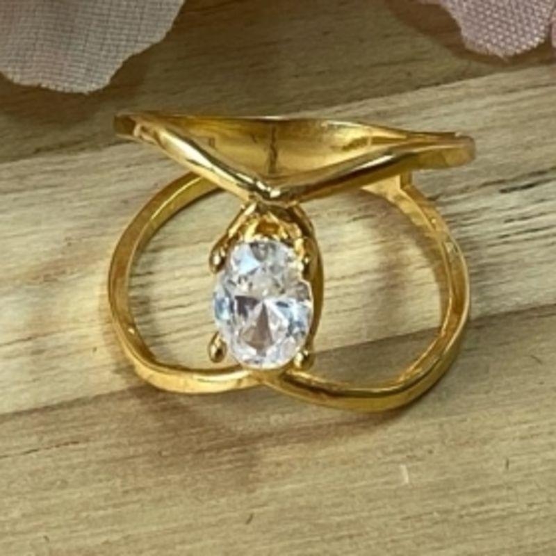 Anel Solitario Oval Grande