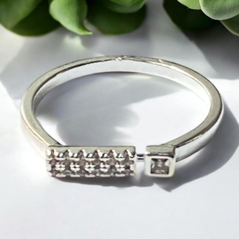 Anel Superior Quadrado Prata