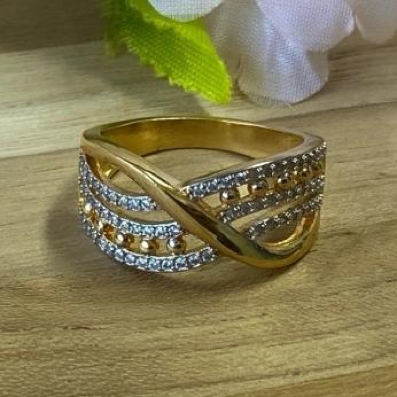 Anel Transpassado Cravejado