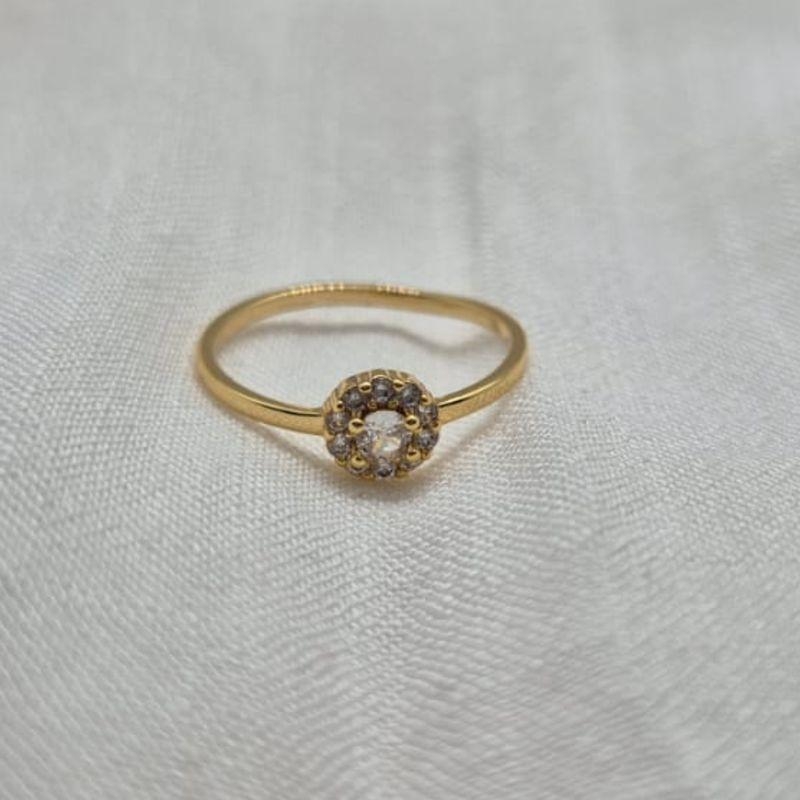 Anel Zircônias Brilhante Solitario