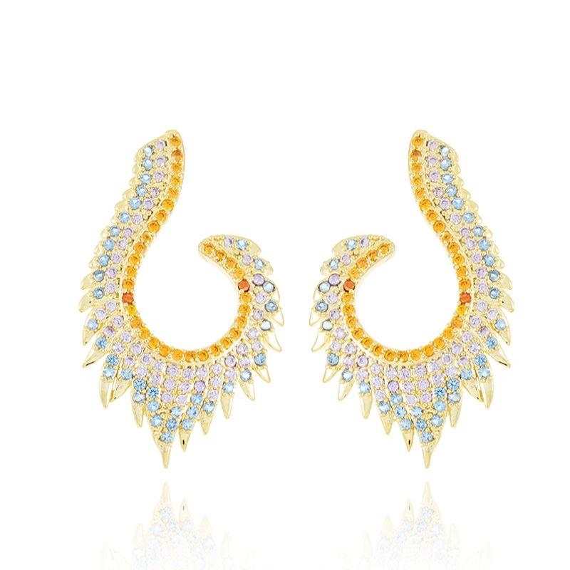 Brinco Franja Zirconias Coloridas