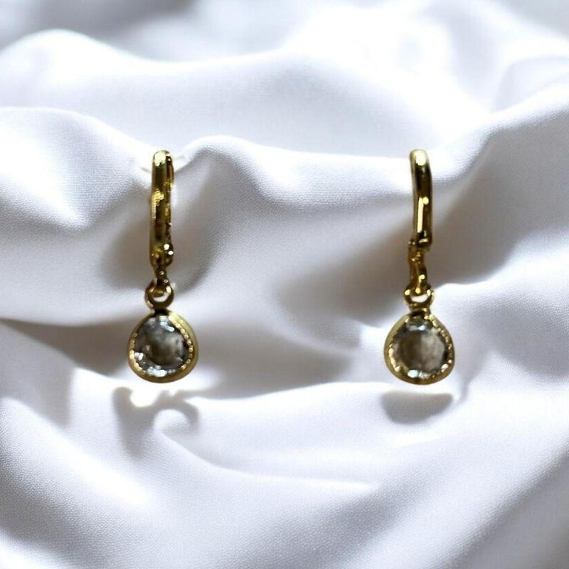 Brinco Tic Tac Pedra Redonda Transparente