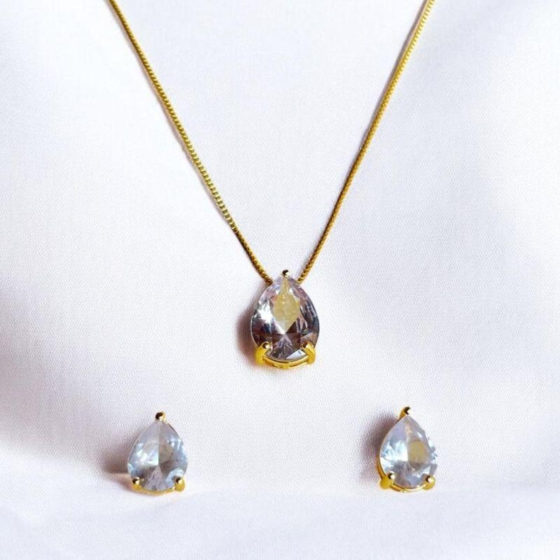 Conjunto Br/Cr Gota Cristal