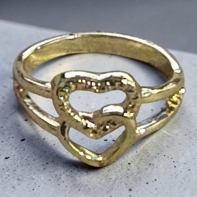 Anel 2 Corações Sobrepostos