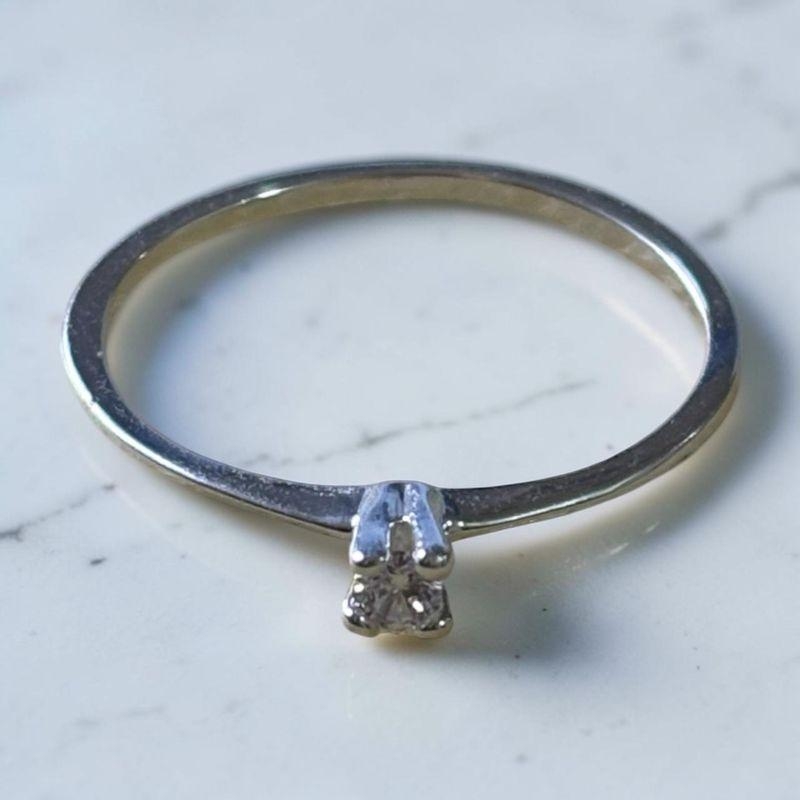 Anel Solitario Zirconia Cristal - 4 Garras - Aro Fino