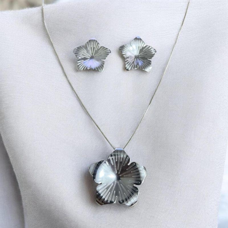 Conjunto Organico de Flor c/ Detalhes a Laser