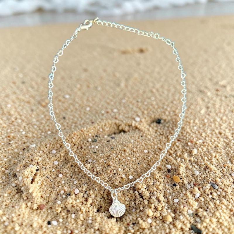 Tornozeleira Malha Coraçãozinho c/ Concha