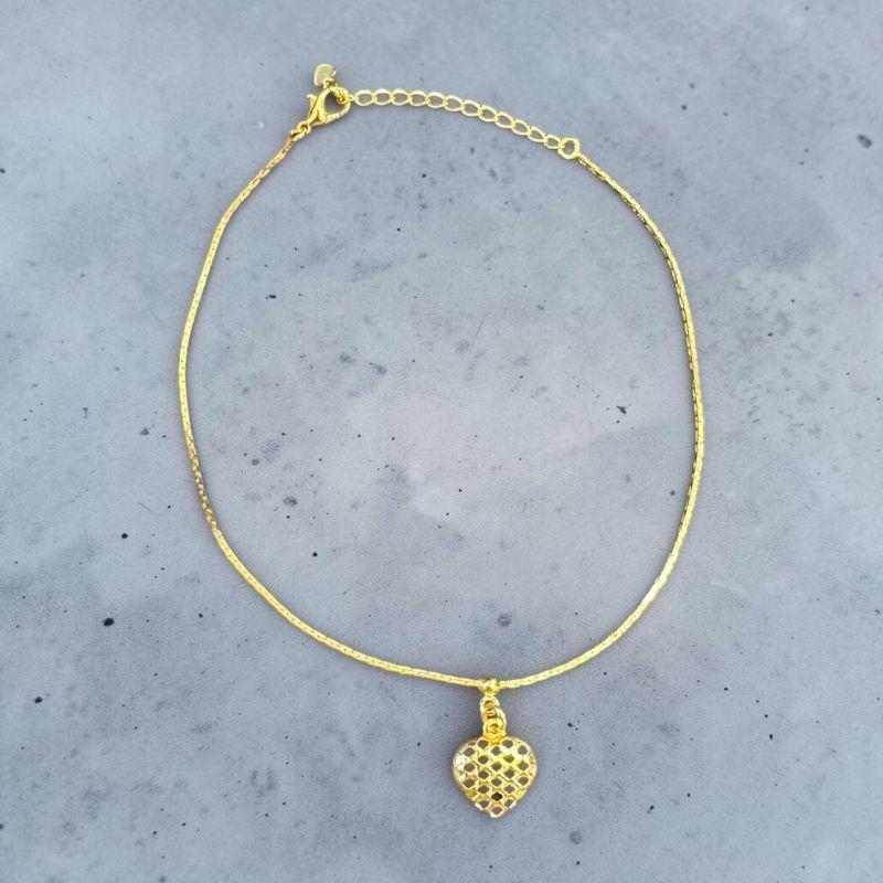 Tornozeleira Malha L90 c/ Coração Detalhes Vazados