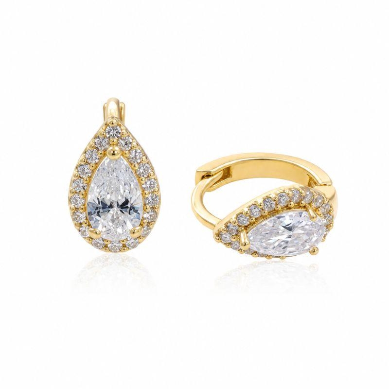 Brinco Argolinha Gota Brilhantes