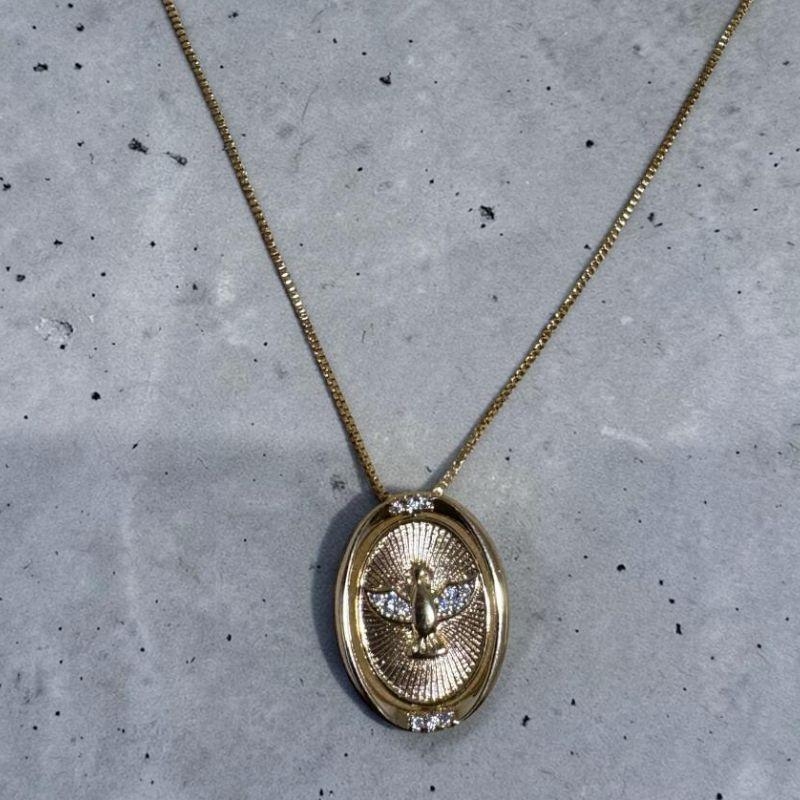 Corrente Veneziana Pingente Oval Espirito Santo