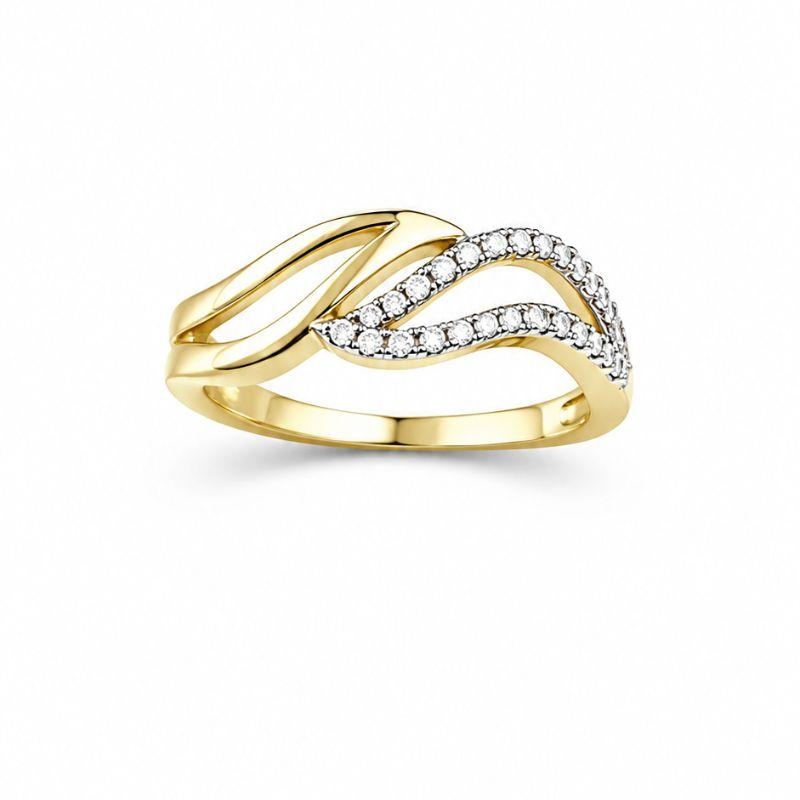 Anel Folhas Cruzadas Zirconias