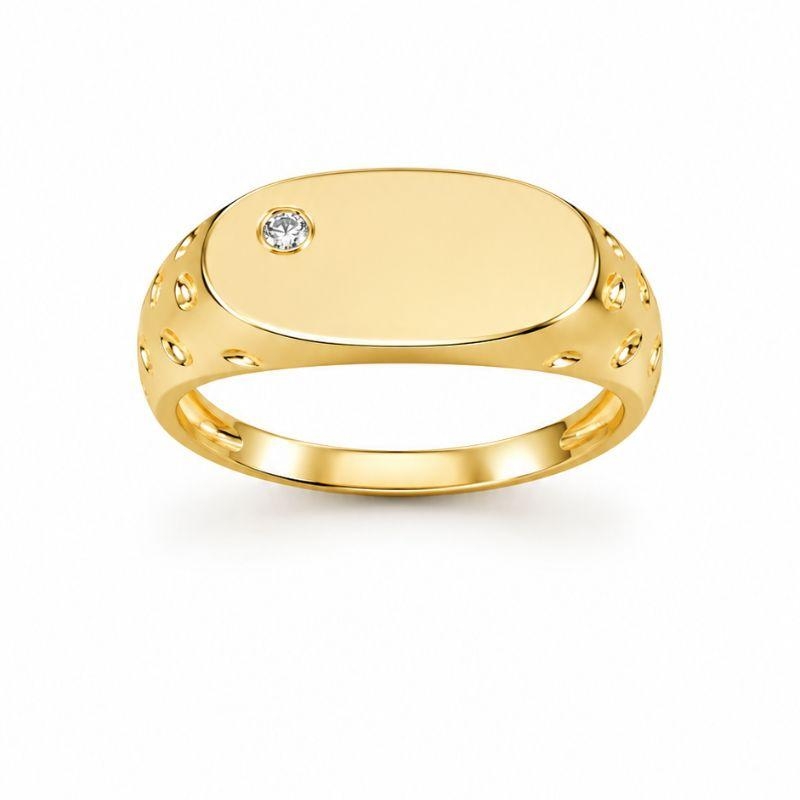 Anel Plataforma Oval Brilhante Lateral