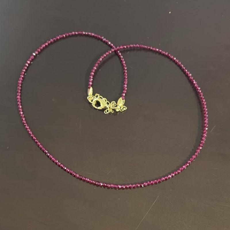 Colar Pedras Jade Rubi Transparente 2mm