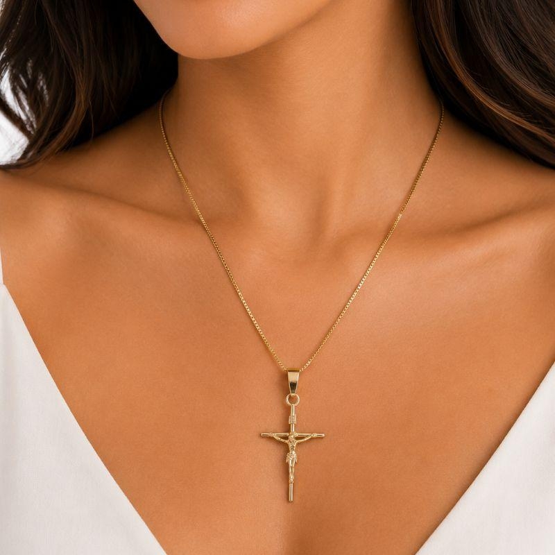 Corrente Veneziana com Crucifixo Liso Imagem Cristo