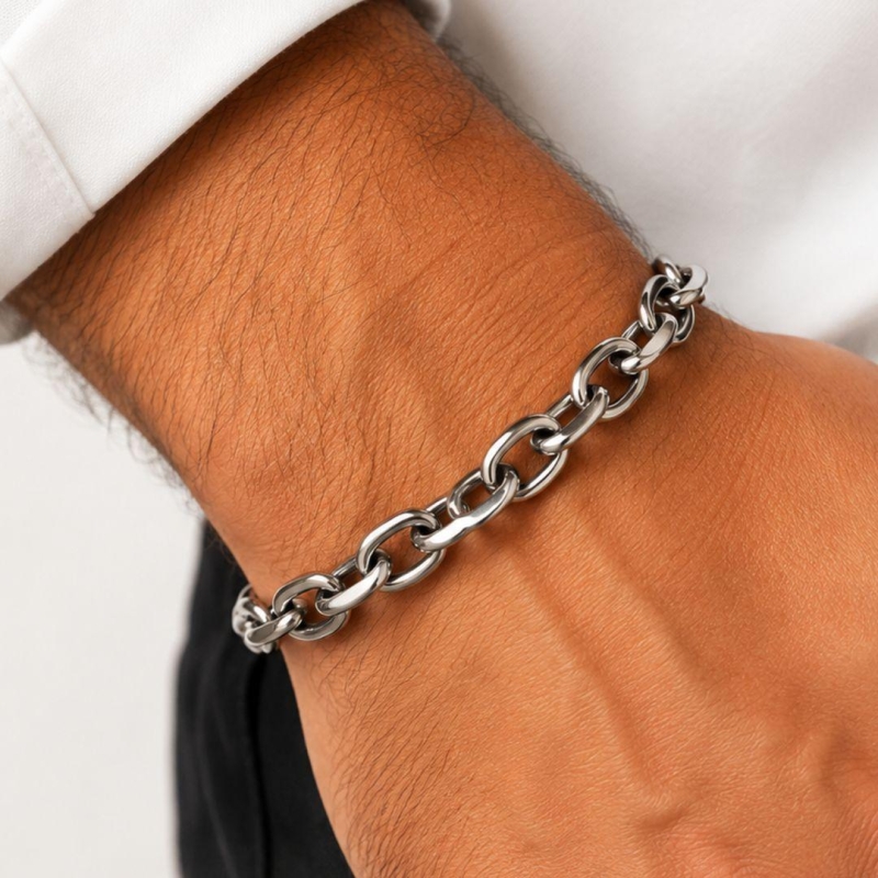 Pulseira Masculina Grossa Aço Inox