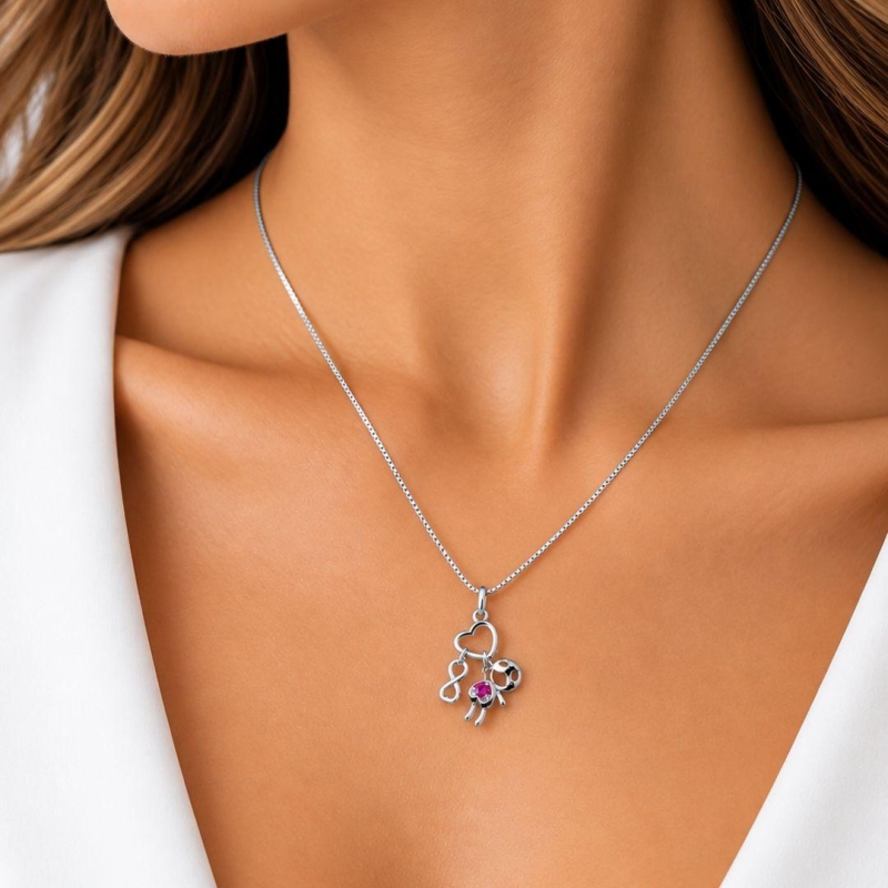 Corrente Pingente Menina Coração Infinito