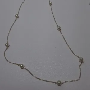 Colar perolas com  corrente 70cm