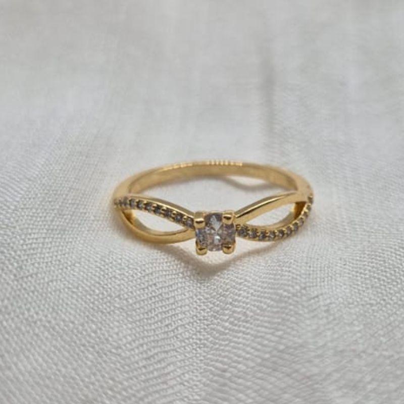 Anel Pedra Solitaria Infinito