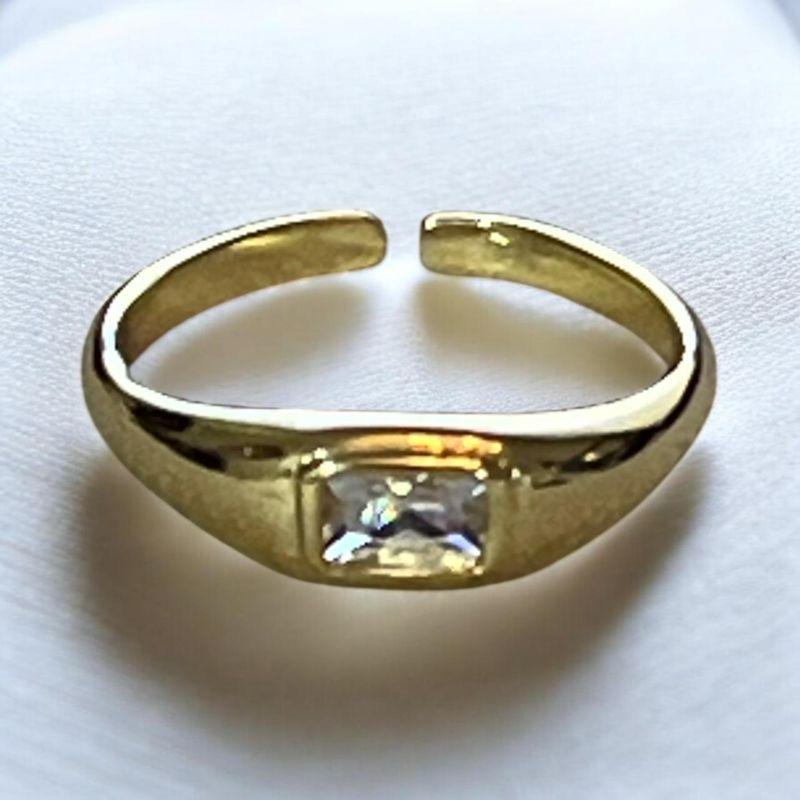 Anel Regulável Pedra Cristal