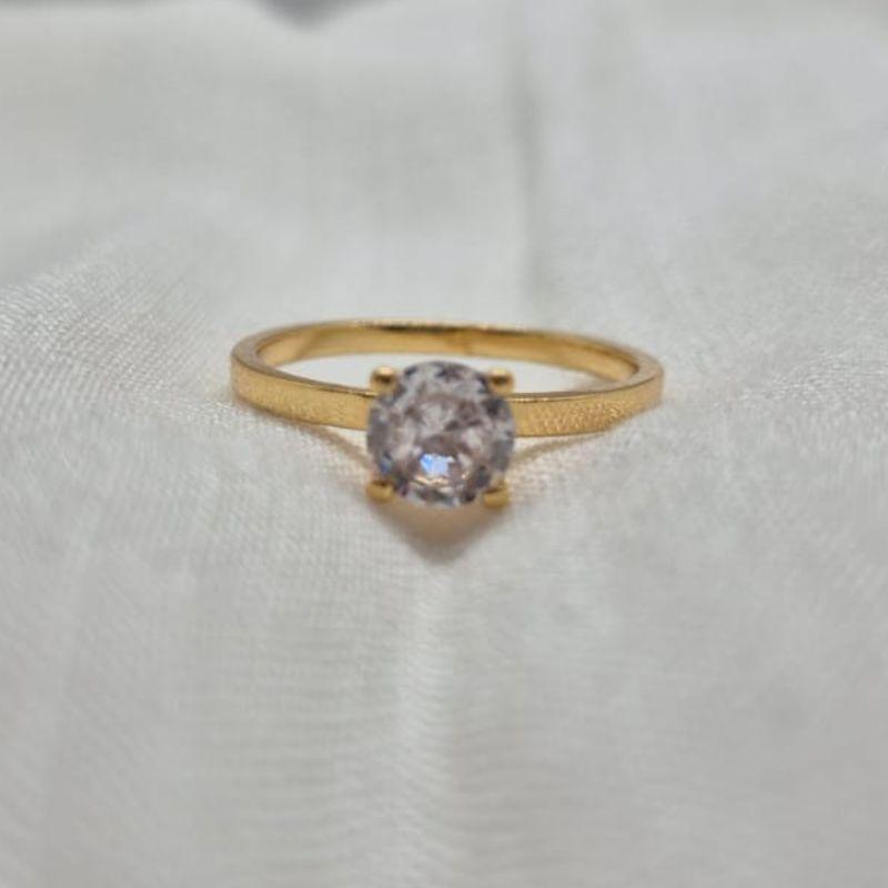 Anel Solitário 4 Pontas