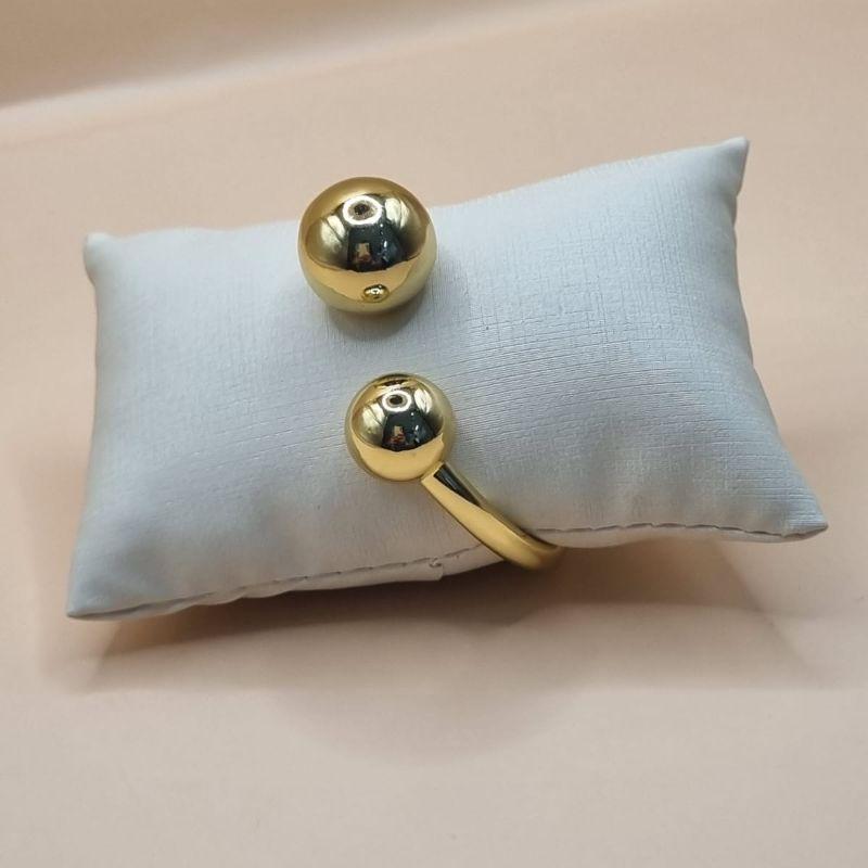 Bracelete Duas Esferas Grandes Dourado