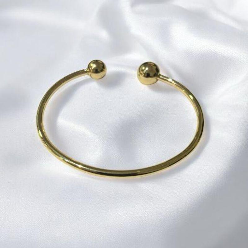 Bracelete Duas Esferas Pequenas Dourado