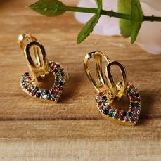 Brinco Argola c/ Coração Cravejado Color