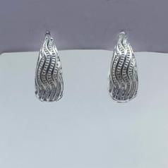 Brinco Argola Detalhada c/ Ondas Prata