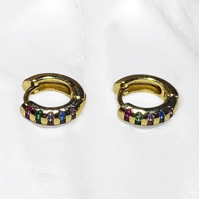 Brinco Argolinha com Brilhantes Coloridos