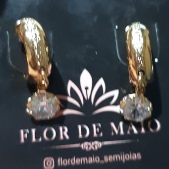 Brinco Argolinha Pingente Brilhante