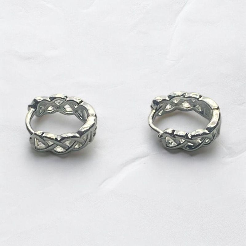 Brinco Argolinha Trançada Prata