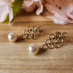 Brinco Aros Losango Perola