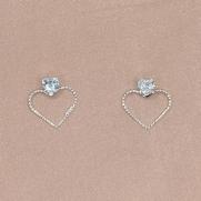 Brinco Coração Pedra Brilhante