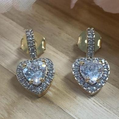 Brinco Coração Pedra  Zircônias
