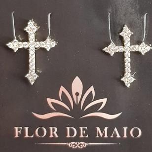 Brinco Crucifixo Pedras Cristais