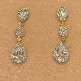 Brinco Dourado Pedras Cristal