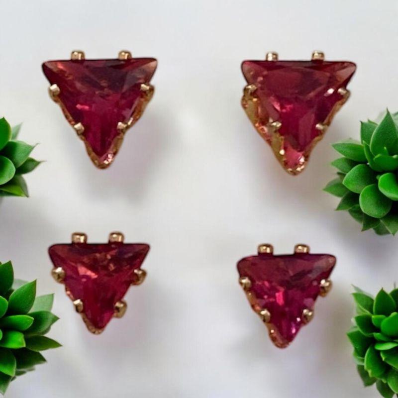 Brinco Dupla Pedra Rosa