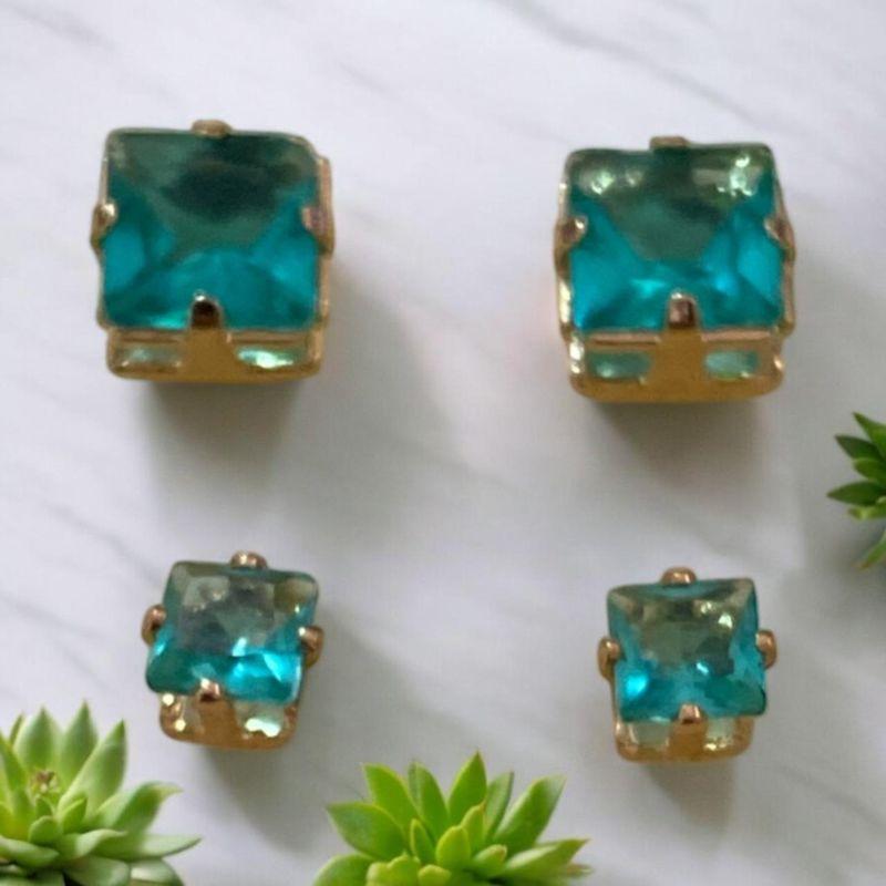 Brinco Dupla Pedra Verde