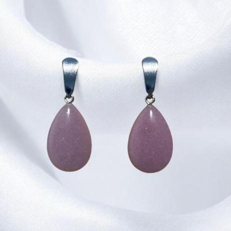 Brinco Gota Rosa Aço Inox